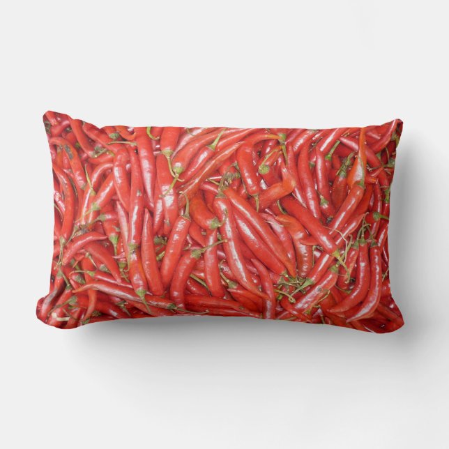 hot red chillies lumbar pillow (Front)