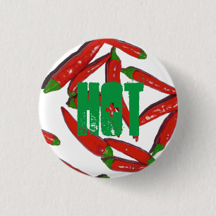 Hot Red Green Chili Peppers Button Pin