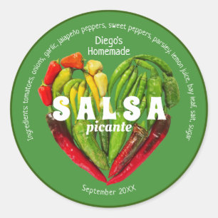 Hot red green chili peppers heart food label