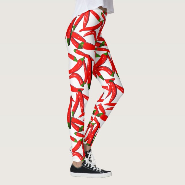 Hot Red Green Chili Peppers Pattern Leggings (Right)