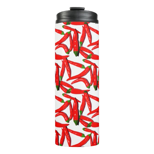 Hot Red Green Chili Peppers Thermal Tumbler (Front)