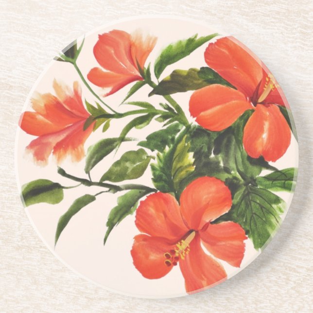 Hot Red Hibiscus Coaster (Front)