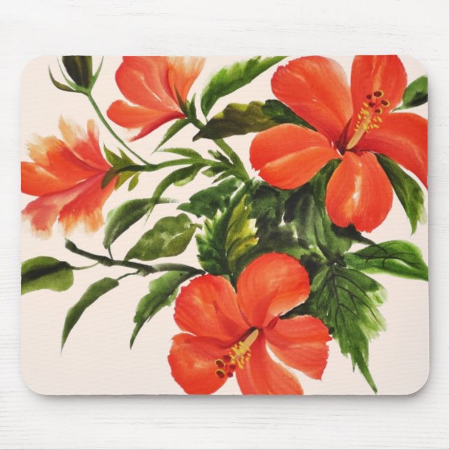 Hot Red Hibiscus Mouse Pad (Front)