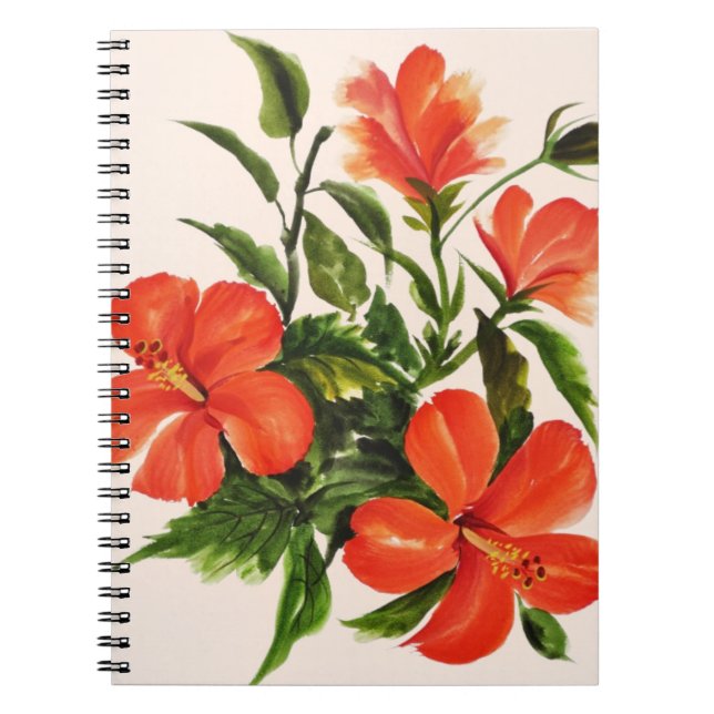 Hot Red Hibiscus Notebook (Front)