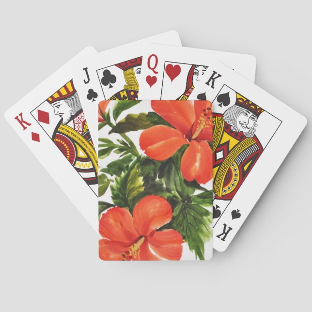 Hot Red Hibiscus Playing Cards (Back)