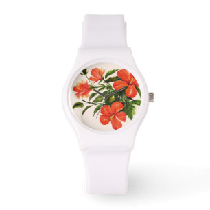 Hot Red Hibiscus Watch