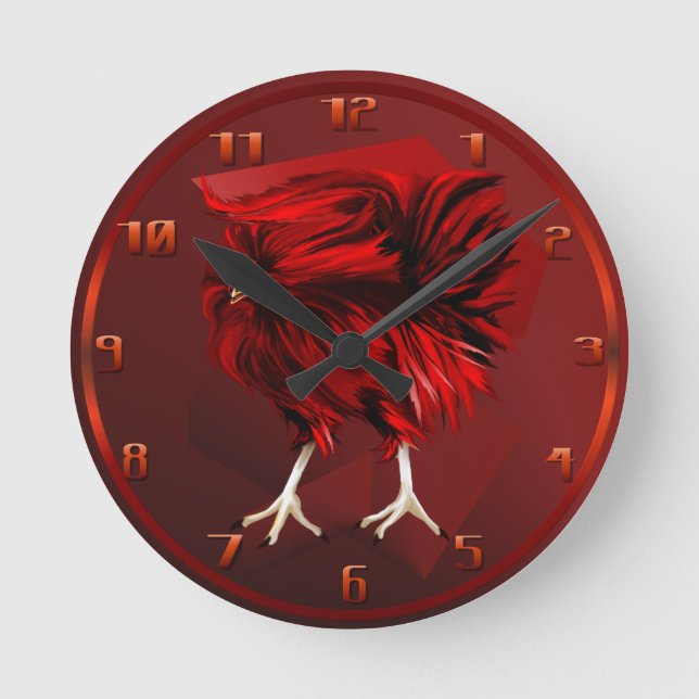 Hot Red Rooster Wallclock (Front)