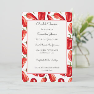 Hot Red & Saucy Chili Peppers Bridal Shower Invitation