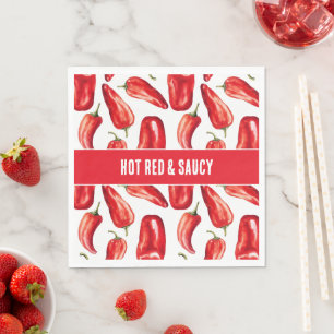 Hot Red & Saucy Chili Peppers Wedding Napkin