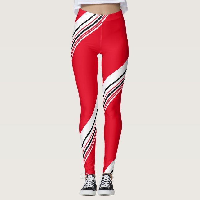 Hot red stripe pattern racy leggings (Front)