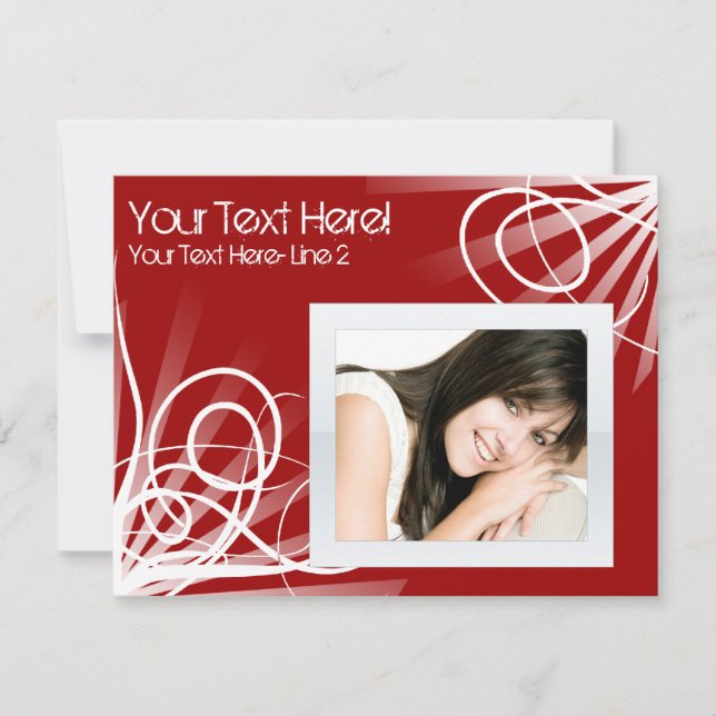 Hot Red / White Swirl Party Invitation (Front)