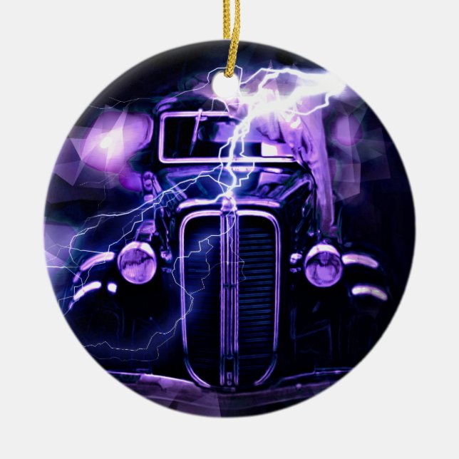 Hot Rod Ceramic Ornament (Front)