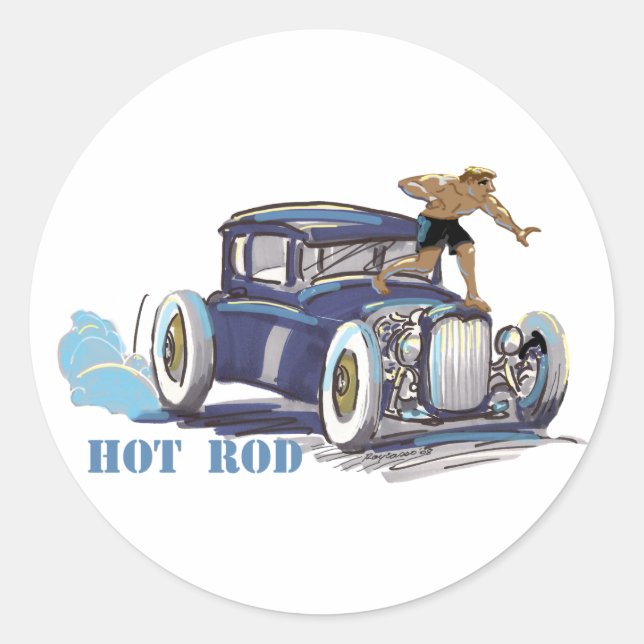 hOt rOd Classic Round Sticker (Front)