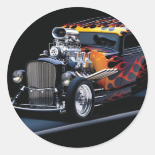Hot rod classic round sticker