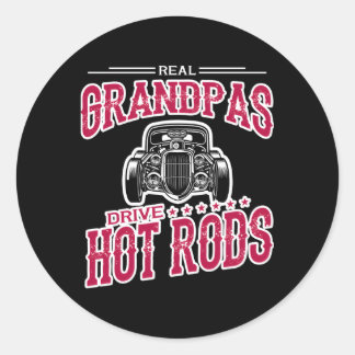 Hot Rod Grandpa Car Fathers Day Classic Round Sticker