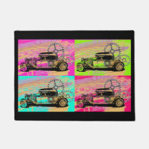 Hot Rod Pop Art Door Mat