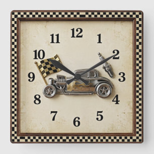 Hot Rod Square Wall Clock