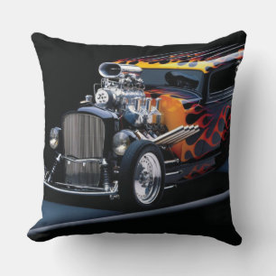Hot rod throw pillow