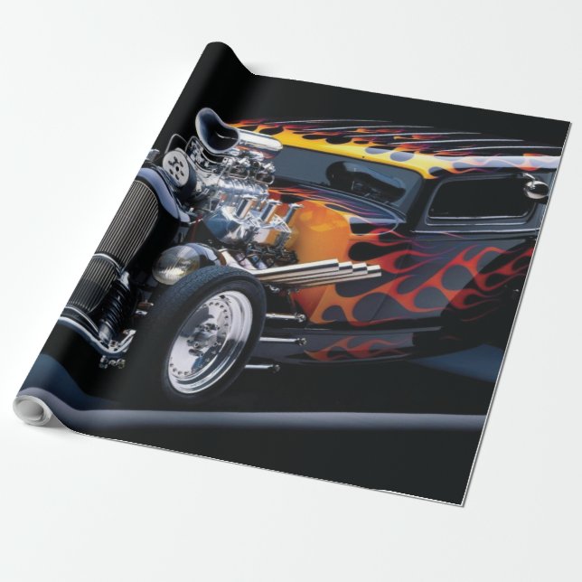 Hot rod wrapping paper (Unrolled)