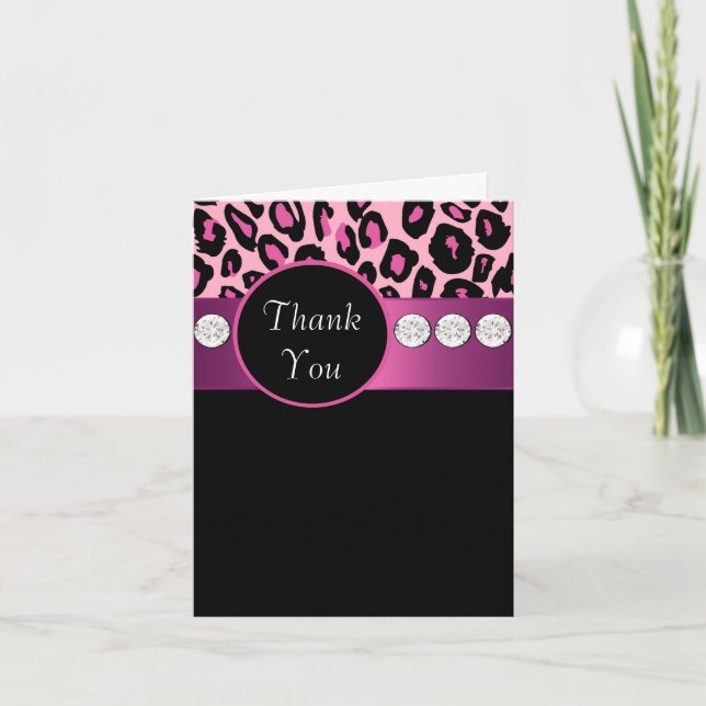 Hot rose Black Leopard Merci Cartes (Devant)