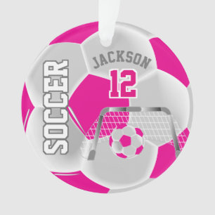 Hot rose et blanc personnalisez le ballon de footb