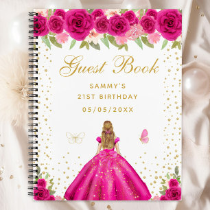 Hot rose Floral Blonde Hair Princesse Livre d'invi