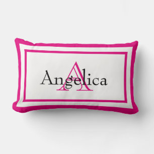 Hot Rose Girls Monogram Nom Keepsaké Coussin