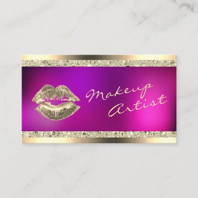 Hot rose & Gold Maquillage Artiste Carte de visite (Devant)