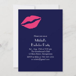 Hot Rose Lips Bachelor Party Invitation (bleu)