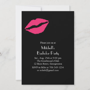Hot Rose Lips Bachelor Party Invitation (noir)