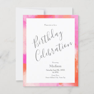Hot rose orange Abstrait Brushstrokies Invitation