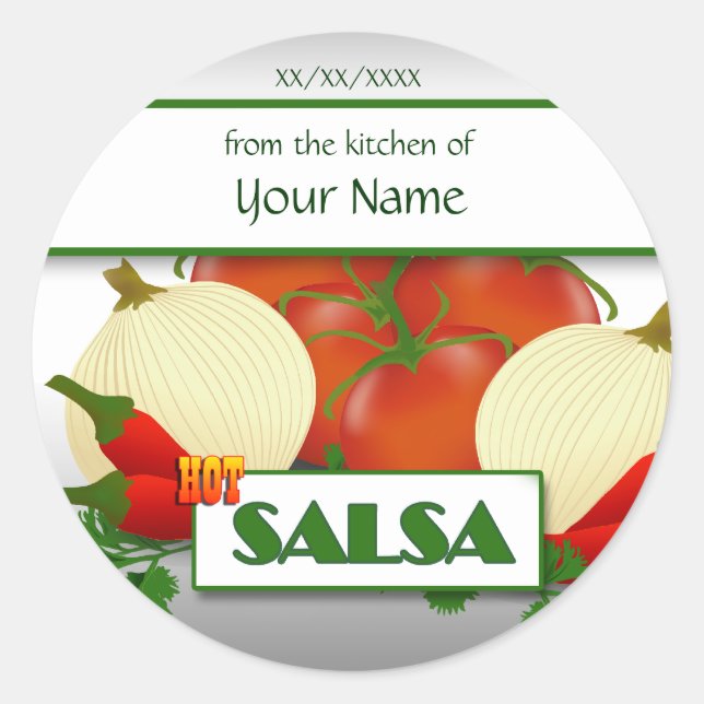 Hot Salsa Canning Custom  Sticker Label (Front)