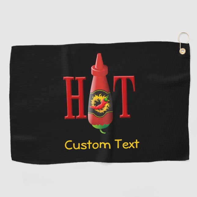 Hot Sauce Bottle Golf Towel (Horizontal)