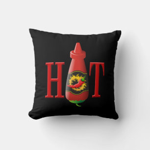 Hot sauce bottle throw pillow