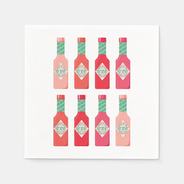 Hot Sauce Bottles Hot Stuff Spicy Gift  Napkin (Front)
