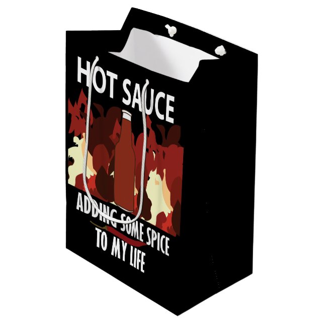 Hot Sauce Ketchup Fire Red Chili Pepper Medium Gift Bag (Front Angled)