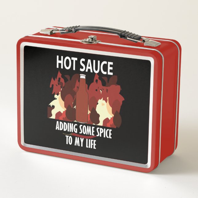 Hot Sauce Ketchup Fire Red Chili Pepper  Metal Lunch Box (Front)