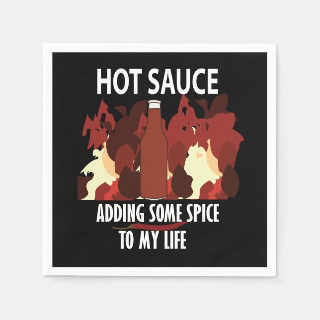 Hot Sauce Ketchup Fire Red Chili Pepper Party Napkin (Front)