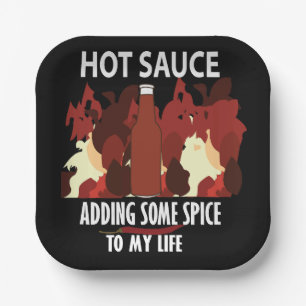 Hot Sauce Ketchup Fire Red Chili Pepper Party Paper Plate