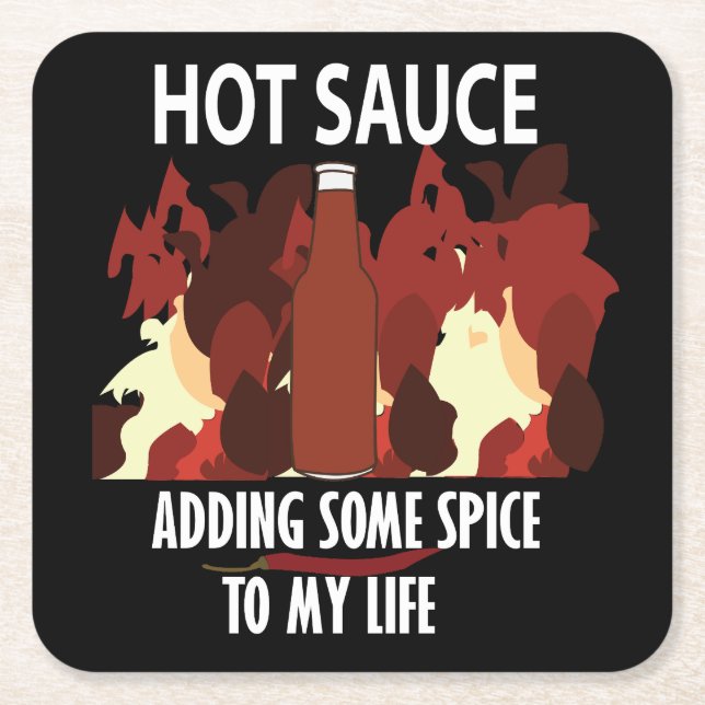 Hot Sauce Ketchup Fire Red Chili Pepper  Square Paper Coaster (Front)