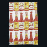 HOT SAUCES Spicy Cat Picante White Kitchen Towel<br><div class="desc">Decorate your kitchen with this fun hot sauce towel. Makes a great housewarming or anniversary gift! 
You can customize it and add text too.
Check my shop for lots more colours and patterns plus matching kitchen stuff!</div>