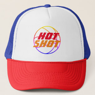 Hot Shot Basketball Quote with Blue Text Trucker Hat