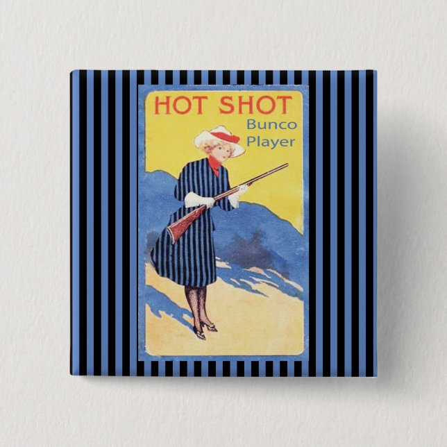 hot shot bunco player 2 inch square button (Front)