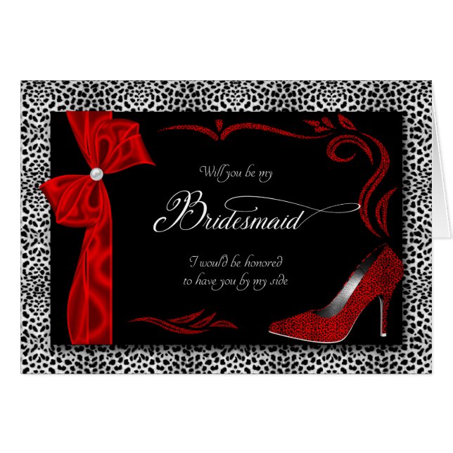 Hot Silver and Black Cheetah Print for Bridesmaid (Front Horizontal)