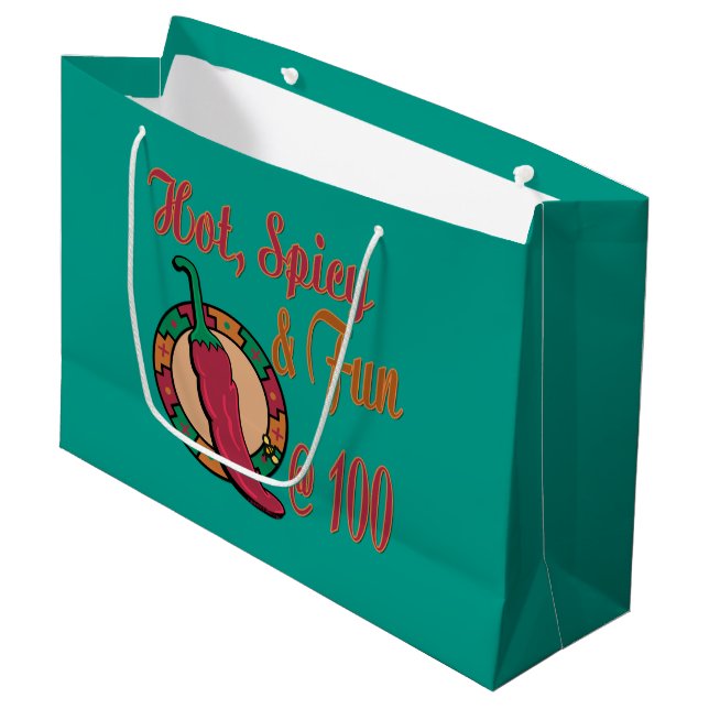 Hot Spicy and Fun at 100 Large Gift Bag (Front Angled)