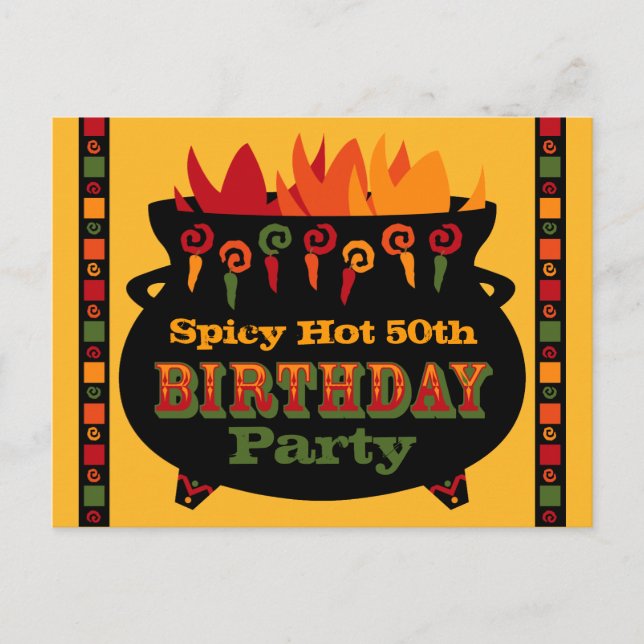 Hot & Spicy Birthday Invitation Postcard (Front)