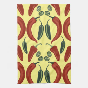 HOT & SPICY chiles jalapeno pattern Kitchen Towel