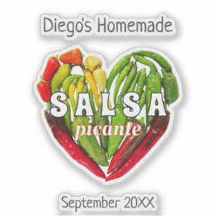 Hot spicy chili peppers heart salsa picante