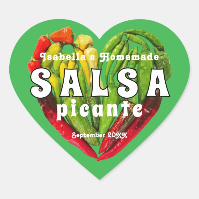 Hot spicy chili peppers heart Salsa picante Heart Sticker (Front)