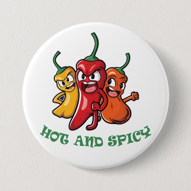 Hot Spicy Chilli Peppers 3 Inch Round Button (Front)